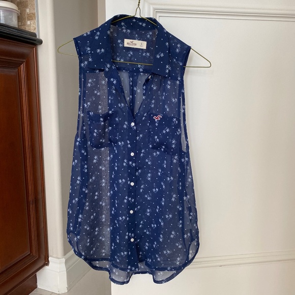 Hollister Blue Button-up Tank Top - Picture 1 of 2